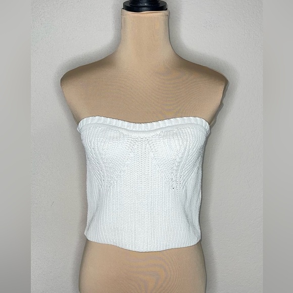 & OTHER STORIES Knitted Bandeau Tube Top Off White Size Medium - Picture 4 of 11